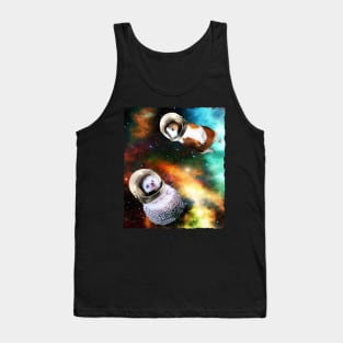 Cute Hedgehog And Guinea Pig Floating In Space Galaxy Tank Top